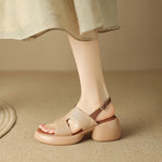 パンチングカットワーク 厚底 バックストラップ レディースサンダル