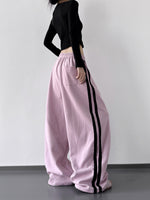 S-XL ドローストリング サイドライン ワイドパンツ