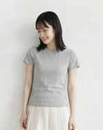 美シルエット見え クルーネック 半袖Tシャツ