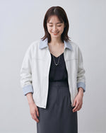 配色カラーのショートジャケット-ベージュ-XL