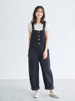 【全2色】S~3XL ゆったりストレート ビッグポケット サロペット