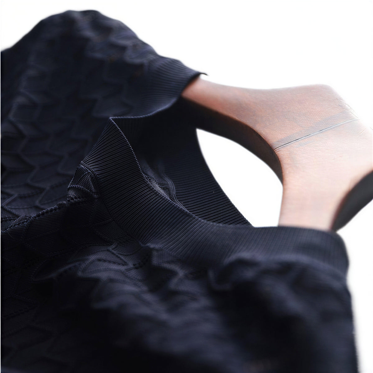 M~XL 透かしジャカード クルーネックニット