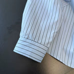 【秋新作】L~4XL 切り替えストライププリントシャツ