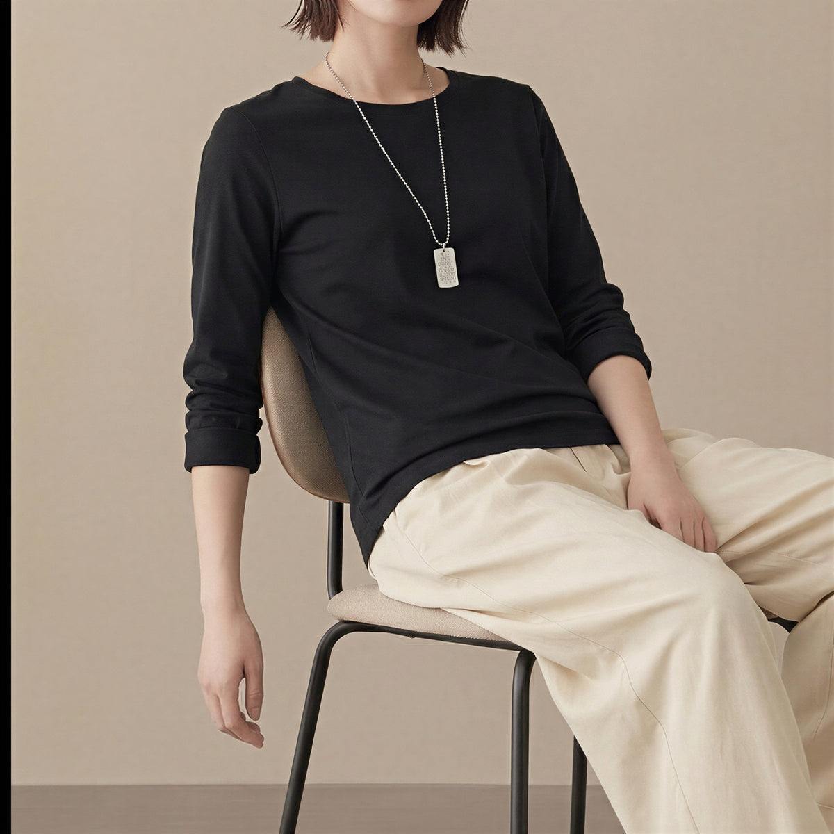 クルーネック フィットインナー 長袖Tシャツ