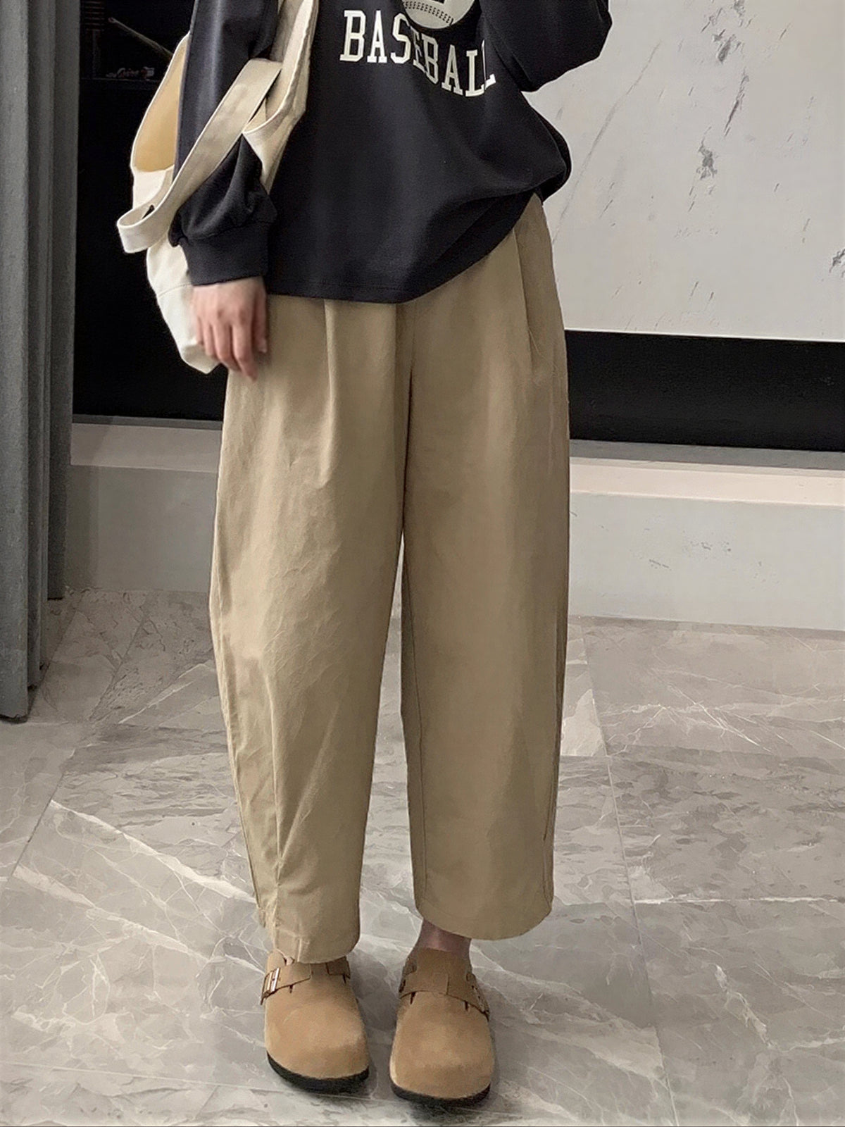 ゆったり細見え ウエストゴム バルーンパンツ