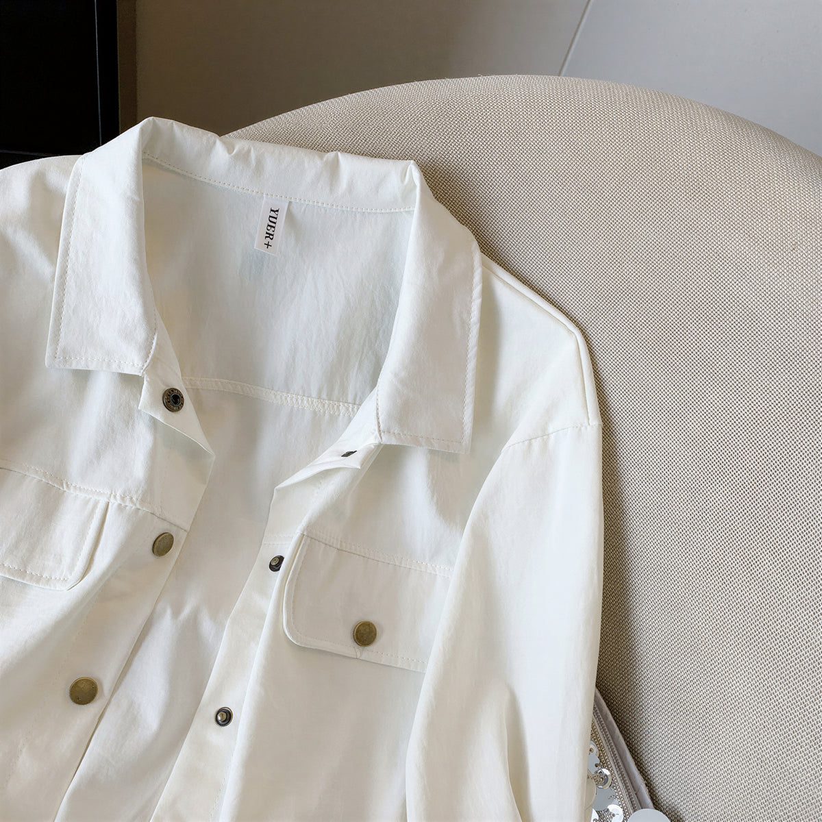 M~2XL ドローストリング入りショート丈テーラードカラージャケット