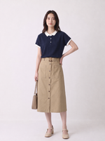 【全2色】M~XL 配色襟ジャカードPOLOシャツ