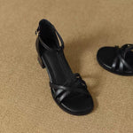 【5cm ヒール】クロス細ストラップ スクエアブロックヒール ワンストラップ オープントゥサンダル