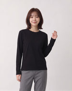 クルーネック ストレートシルエット ゆったり 長袖Tシャツ