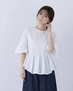 フリル切り替え フレアスリーブTシャツ