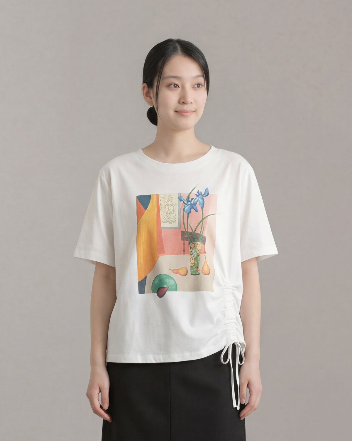 アートプリント サイドドロスト ゆったりTシャツ