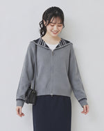 【秋新作】S~2XL フード付きジャカード ダブルジップ カーディガンニット