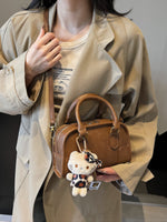 【全3色】レトロな型押し ダブルハンドル ボストンバッグ