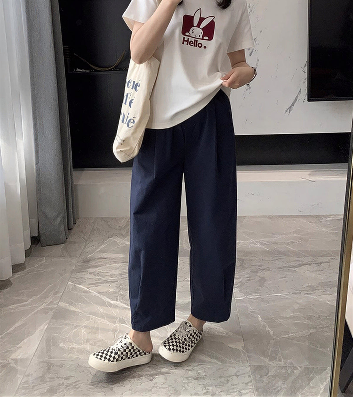 ゆったり細見え ウエストゴム バルーンパンツ