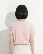 ライトピンク フルーツプリント クルーネック半袖Tシャツ