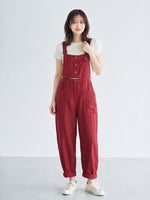 【全2色】S~3XL ゆったりストレート ビッグポケット サロペット