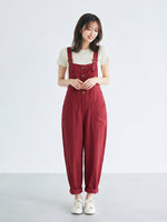 【全2色】S~3XL ゆったりストレート ビッグポケット サロペット
