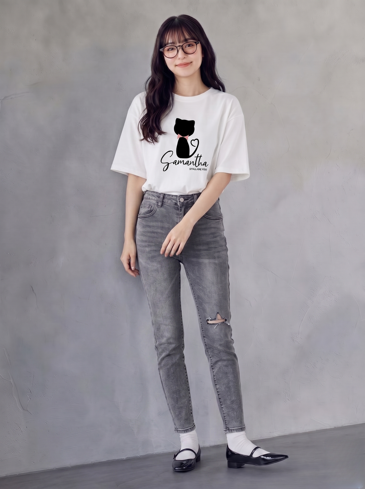 ゆったりドロップショルダー プリントTシャツ
