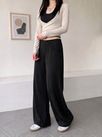 【全3色】S-XL ハイウエスト 落ち感ストレートワイドパンツ