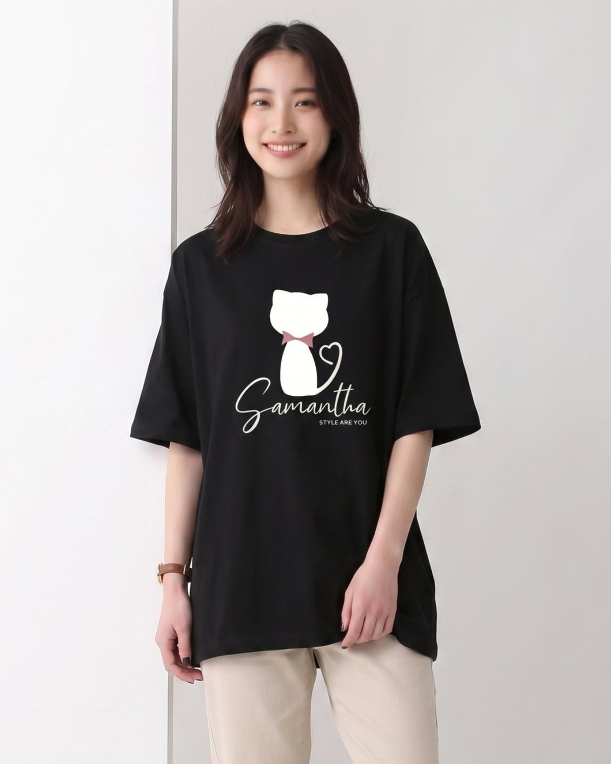 ゆったりドロップショルダー プリントTシャツ