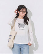 【秋新作】ラウンドネック ラグラン風プリント長袖Tシャツ