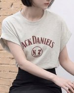 ロールヘムフリルスリーブ ヴィンテージプリントTシャツ