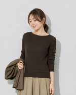 【全2色】横ラインテクスチャー イレギュラーヘム ニットトップス