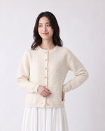 S~XL 立体感のあるテクスチャー クルーネック ショート丈ニットカーディガン