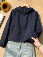 M~3XL ショート丈フード付きシンプルフードジャケット