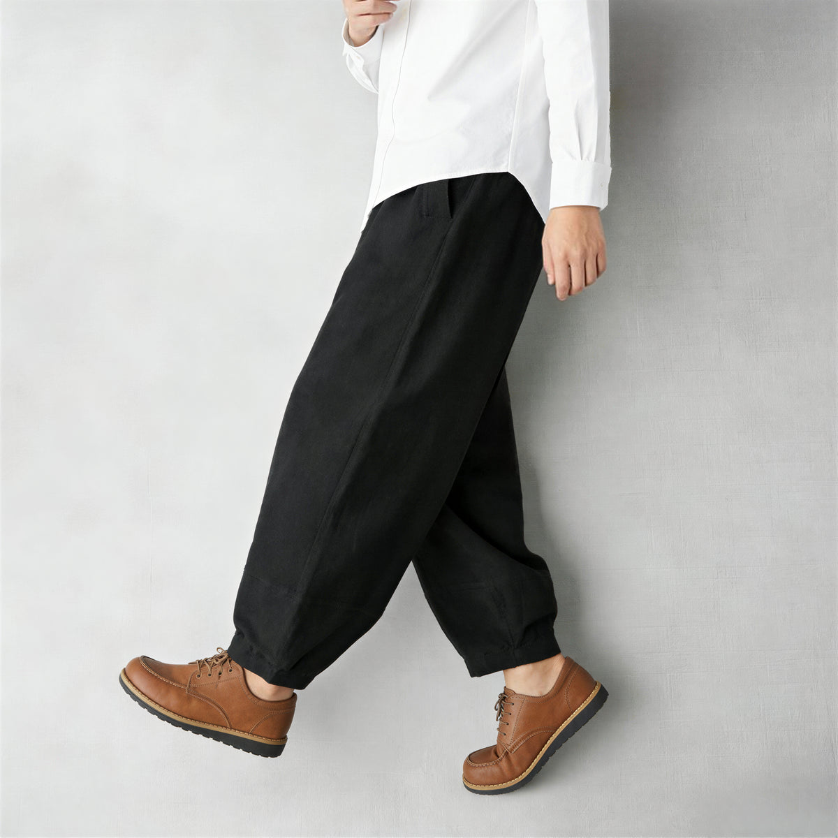 【全4色】S~5XL ウエストゴム ゆったり立体ハーレムパンツ