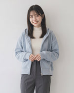 【秋新作】ゆったりショート丈ドローストリングフード付きスウェット