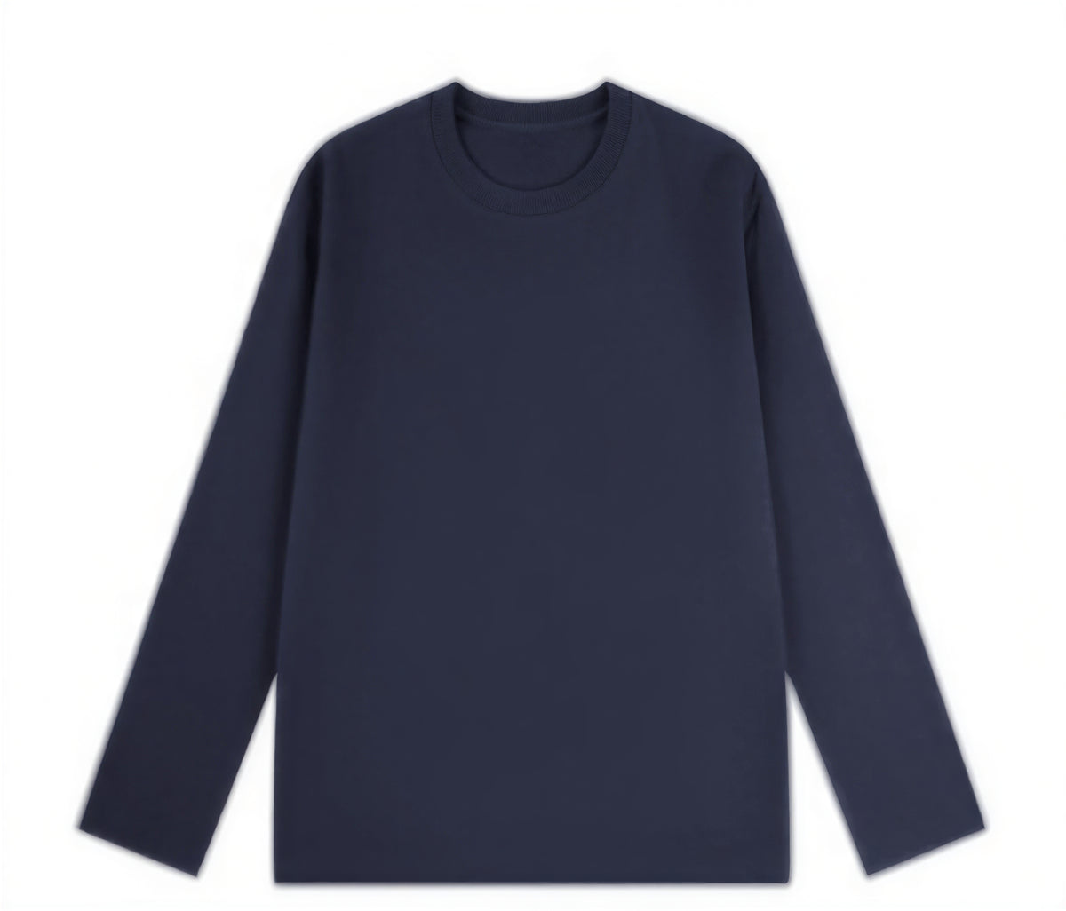 クルーネック ストレートシルエット ゆったり 長袖Tシャツ-ダークブルー-4XL
