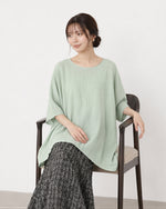 ラウンドネック ルーズ バットスリーブTシャツ