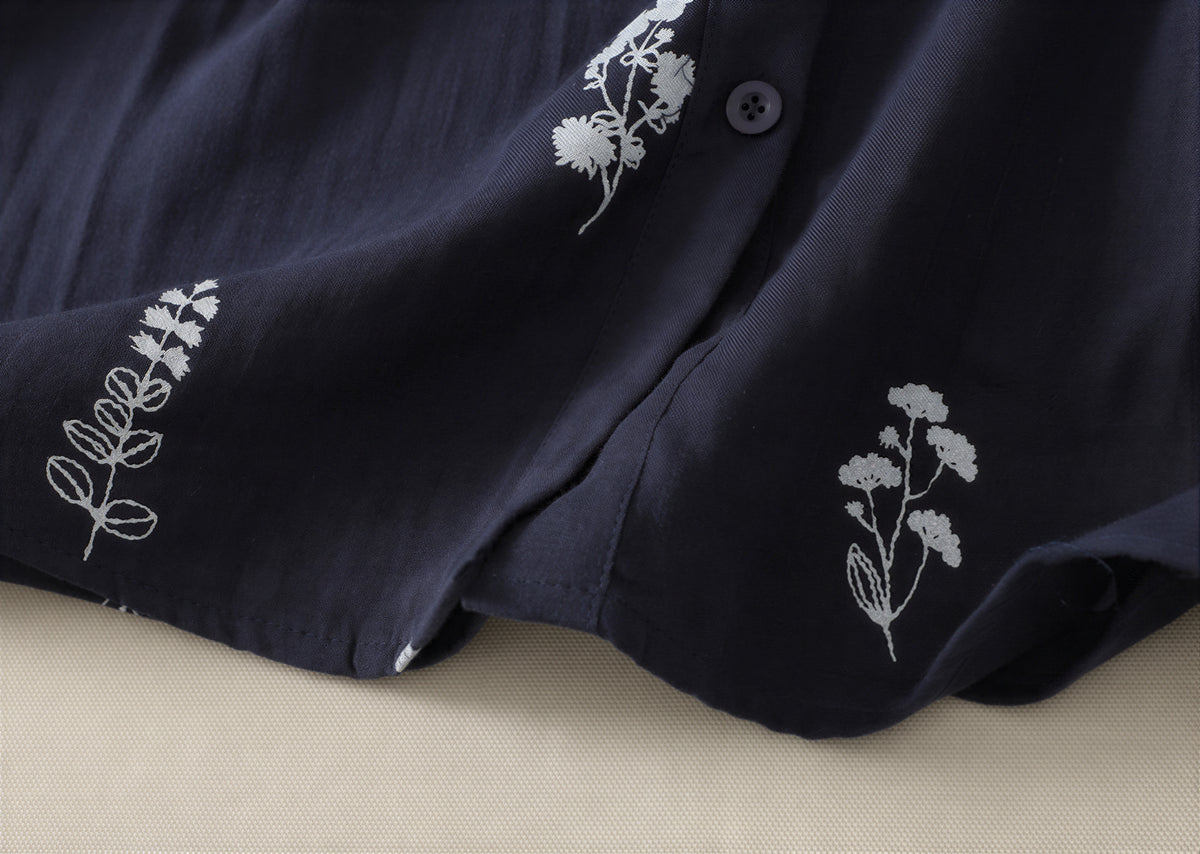 【全2色】M~3XL 小さめラウンドネック 花柄 ゆったり半袖シャツ