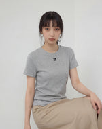 細ボーダー クルーネック スリムフィット 半袖Tシャツ