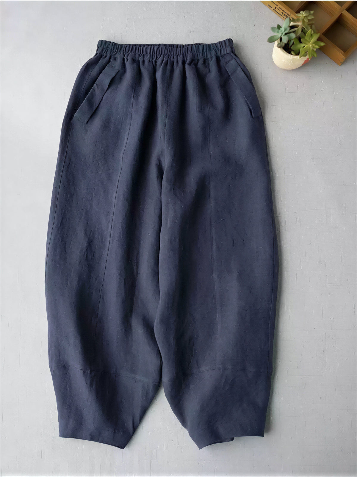 【全4色】S~5XL ウエストゴム ゆったり立体ハーレムパンツ