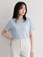ジャカード クルーネック ゆったり シフォンブラウス