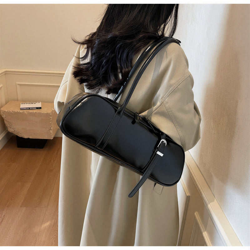 【全3色】ロングショルダーストラップ 光沢アンダーアーム バゲットバッグ