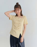 斜め前立てタック入り アシンメトリーヘム 半袖Tシャツ