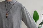 【秋新作】【全2色】M~2XL ゆったりAライン 立体カッティング シャツワンピース