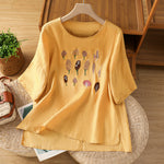 【全3色】M~2XL 刺繍デザイン ゆったり クルーネックTシャツ