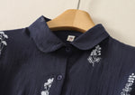 【全2色】M~3XL 小さめラウンドネック 花柄 ゆったり半袖シャツ