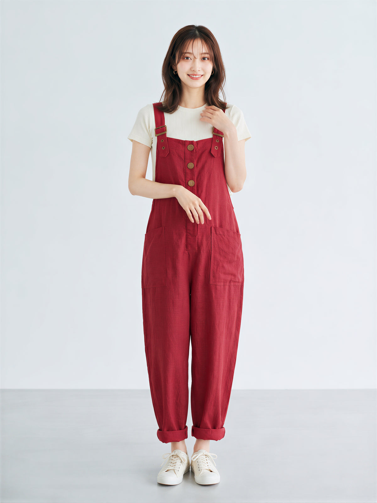 【全2色】S~3XL ゆったりストレート ビッグポケット サロペット