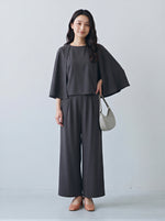 ケープスリーブワイドパンツセットアップ-グレー-2XL