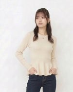 ウエストシェイプ フリルヘム ニットトップス