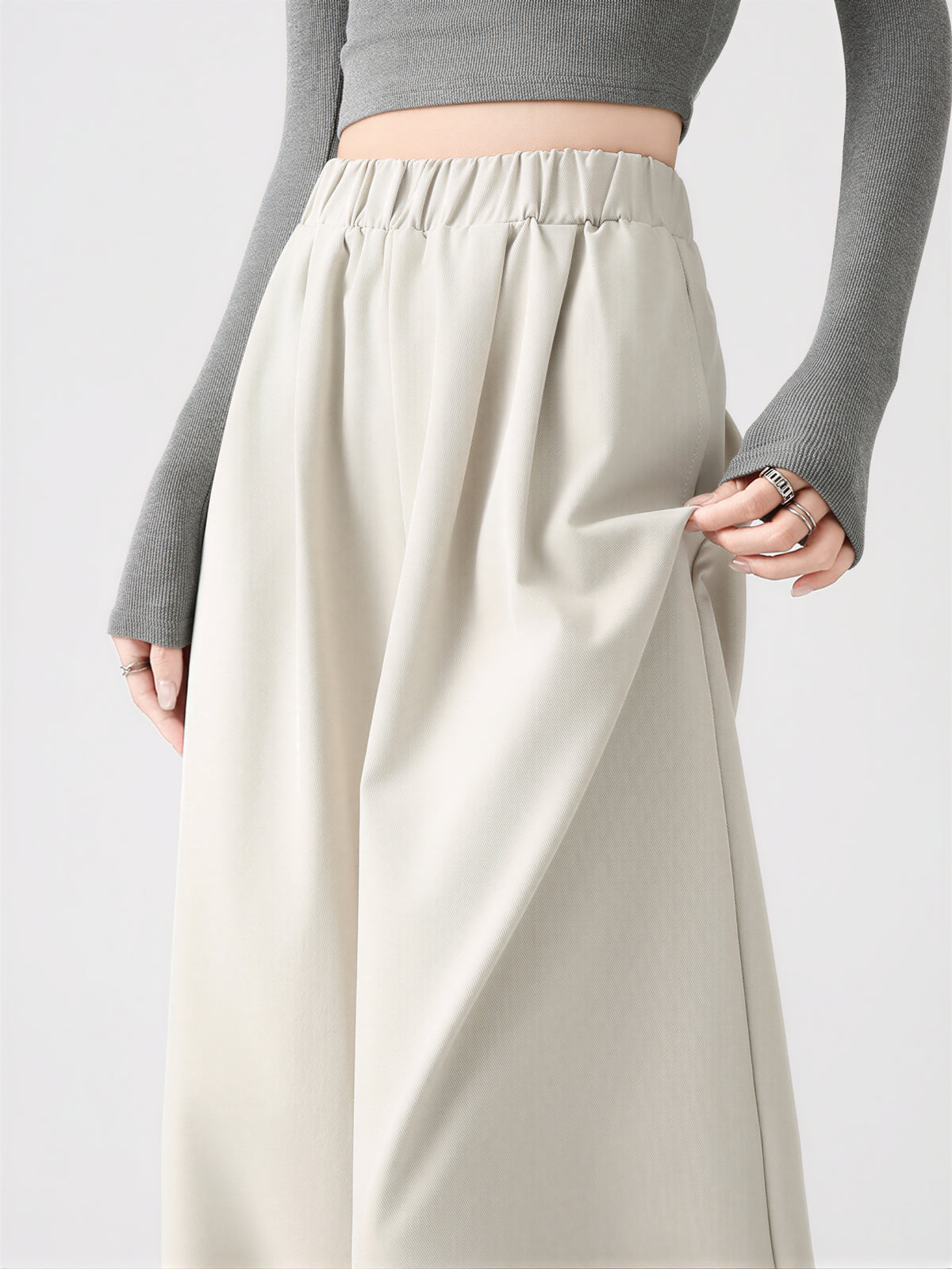【全3色】S~XL ウエストゴム 裾絞りワイドパンツ