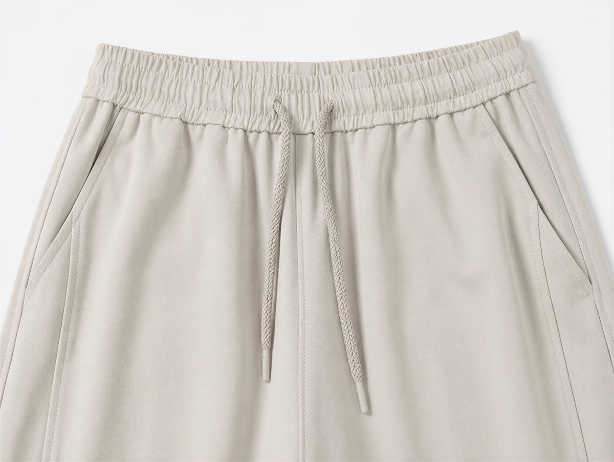 【全4色】M~XL ハイウエスト ドローストリング 裾だまりワイドパンツ