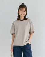 【全3色】ゆったりストレート 配色トリムTシャツ | 肌触り柔らかい