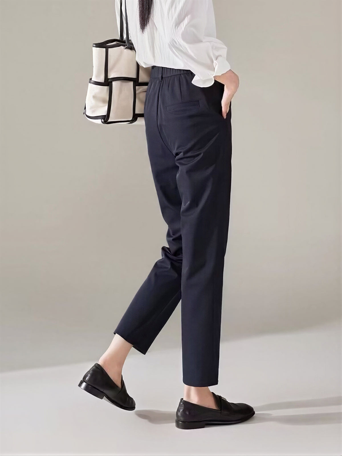 ハイウエスト ストレート 9分丈 シガレットパンツ
