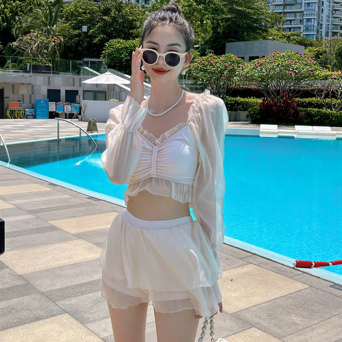フリルギャザーシアー セパレートスカート水着